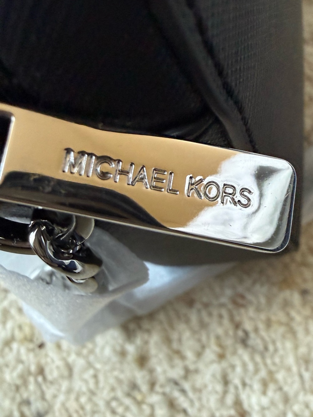 Michael Kors Classic Black & Silver Crossbody Bag NWT - Picture 2 of 9